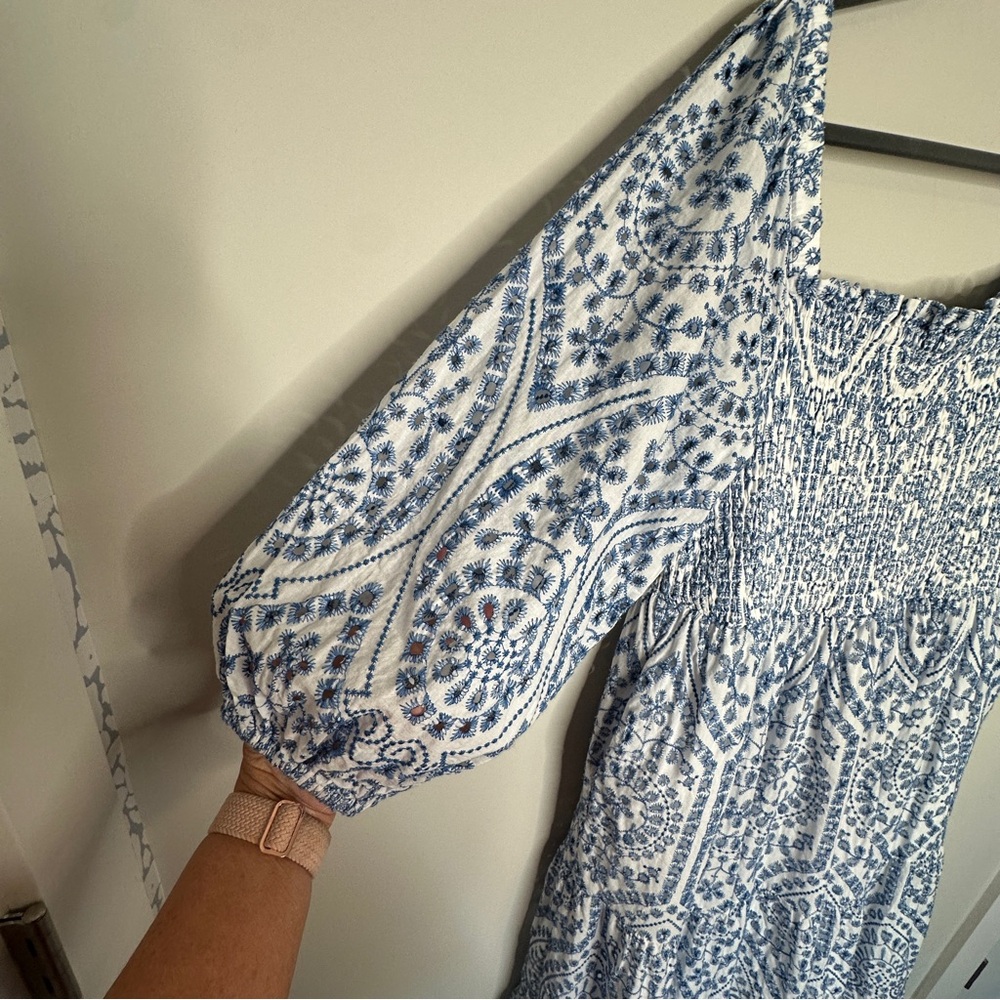 City Chic Brodie 2 Tone Eyelet Maxi Dress Cottagecore Preppy Size Small (16) - Picture 11 of 15